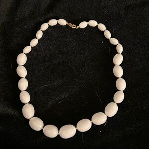 Signed Vintage Crown Trifari White Acrylic Beads EUC